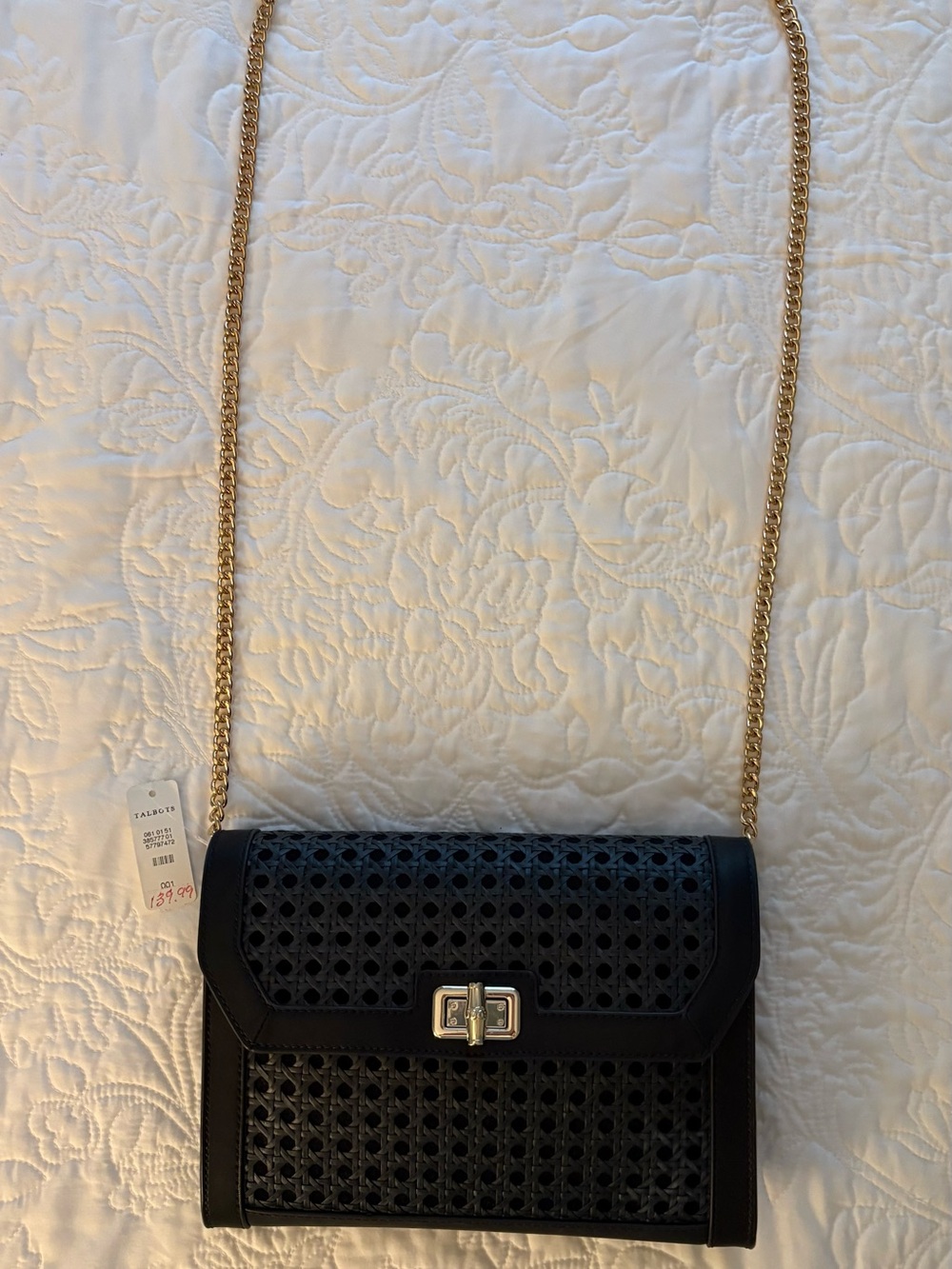 NWT TALBOTS Midnight blue rattan shoulder bag/ clutch